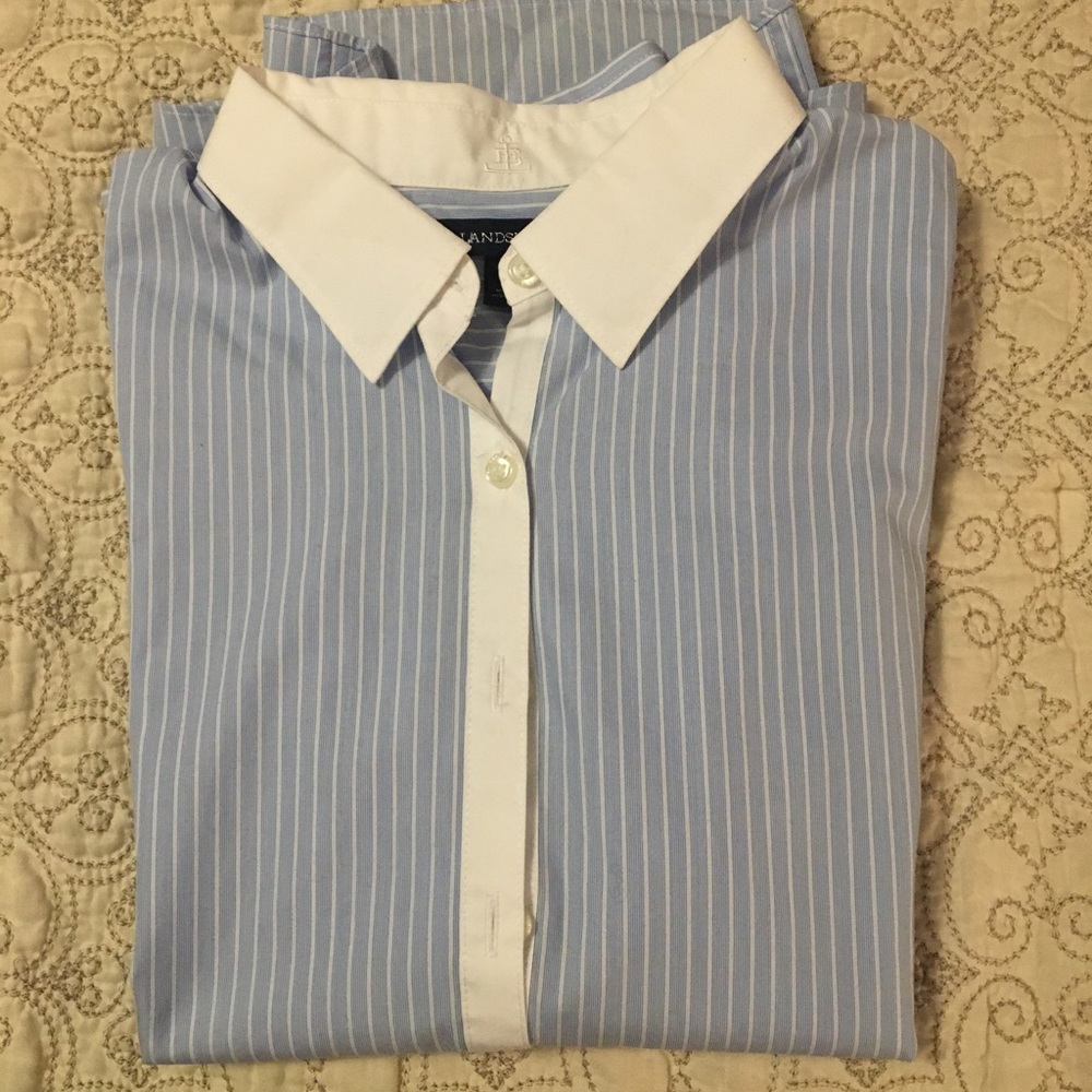 Land’s End blue stripe dress shirt